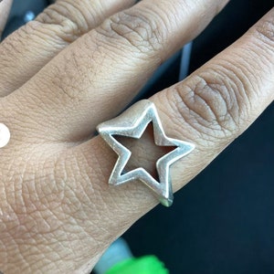 Star Ring, Silver Star Ring, Statement star ring, adjustable Ring, Sterling Silver Plated, chunky Ring, Open Ring, Gift for her R230as image 5