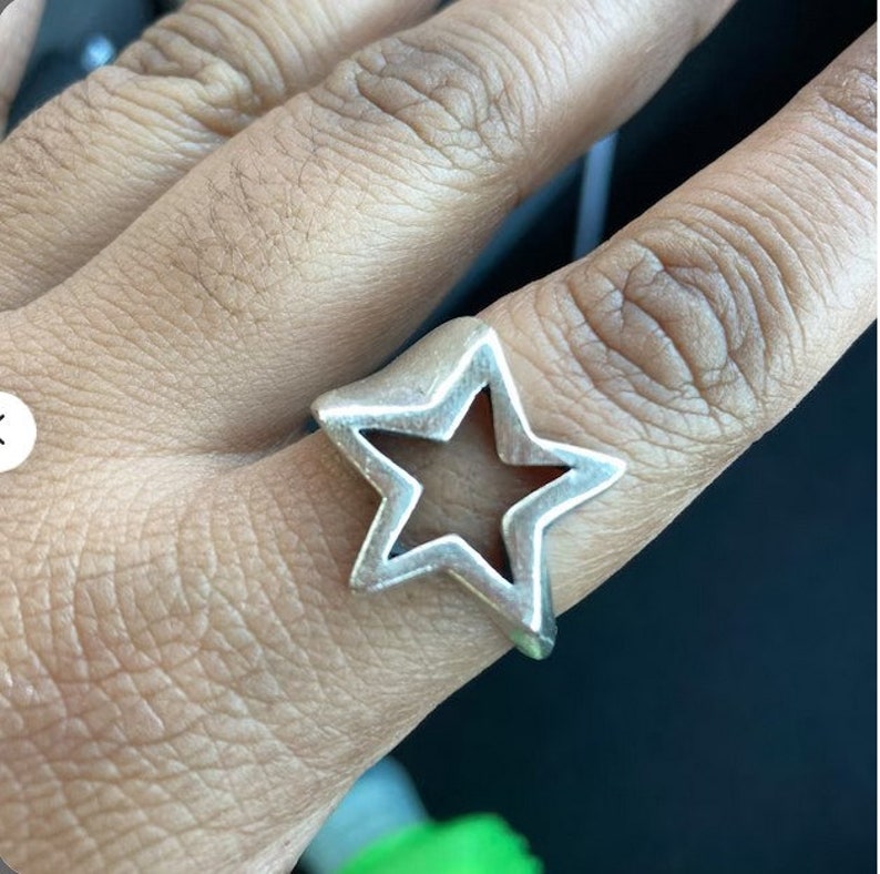 Star Ring, Silver Star Ring, Statement star ring, adjustable Ring, Sterling Silver Plated, chunky Ring, Open Ring, Gift for her R230as image 5