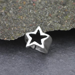 Star Ring, Silver Star Ring, Statement star ring, adjustable Ring, Sterling Silver Plated, chunky Ring, Open Ring, Gift for her R230as image 10