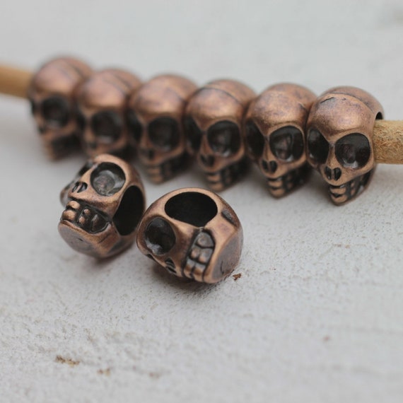 10 Skull Beads, Antique Copper Beads Spacers, Large Hole Beads, for Jewelry  Making Supply, High Quality Wholesale Beads, Zm370ac 