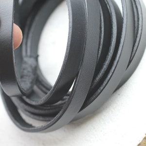 10mm Flat Leather Cord Black Flat Leather Cord for Jewelry Making Genuine Leather 100 cm 1,093 Yards MadeinEuropeFL103 image 10