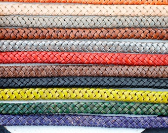 1 m Braided Leather,10x5 Bolo Cord Round Braided Leather,  Natural Leather, Bracelet Making, Top Quality Genuine Leather FLGF105