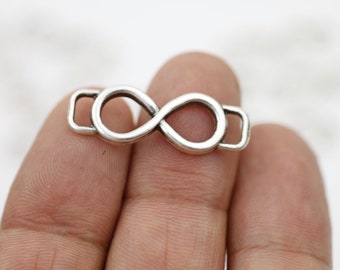 10 Endless Love Connector Charms, Bracelet Connector, Bracelet Findings, Infinity Charm, Leather Connector, Wholesale Price ZM211as