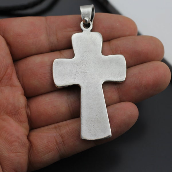 Silber Kreuz Anhänger,Religion Halskette Anhänger,Metall Kreuz Anhänger,Unisex Halskette Anhänger,Spiritueller Anhänger,Christlicher Anhänger P147