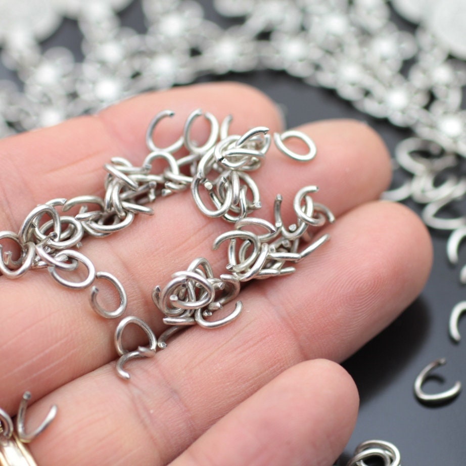 200 Open Jump Rings, Sterling Silver Plated, High Quality