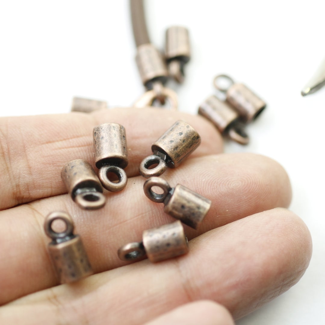 10 Antique Copper End Caps, Leather End Caps, Tassel Caps, Kumihimo