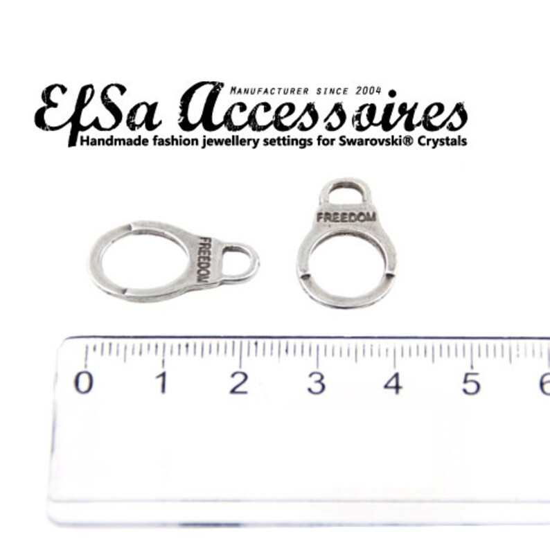 20 Silver Charms, Freedom Handcuff Connector, Handcuff Charm, Bracelet