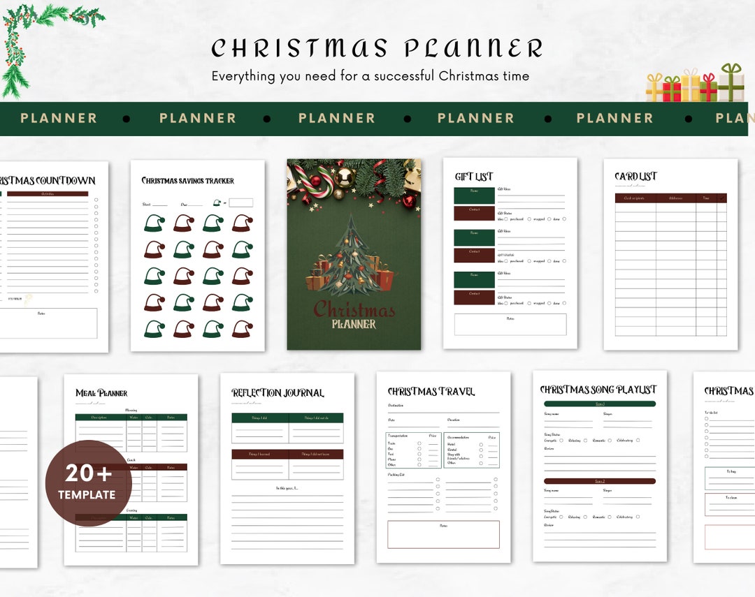 Christmas Planner Template Green Canva Christmas Template