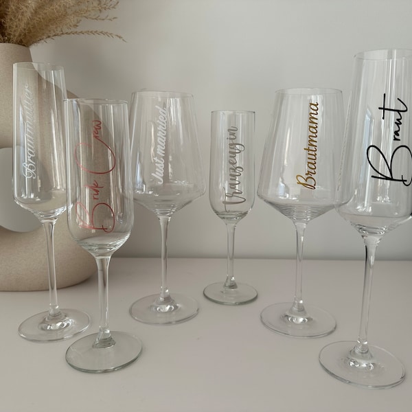 Personalisierte Aufkleber / Etiketten / Sticker zur Hochzeit / JGA / Taufe / Geburtstag / Feier für Sektglas / Weinglas / Glas