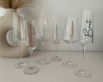 Personalisierte Aufkleber / Etiketten / Sticker zur Hochzeit / JGA / Taufe / Geburtstag / Feier für Sektglas / Weinglas / Glas