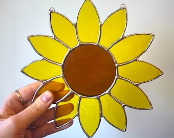 Sunflower Stained Glass Pattern– Digital Download (PDF & PNG)| Simple Beginner Flower Pattern