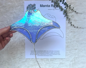 Manta Ray Stained Glass Pattern– Digital Download (PDF & PNG)|