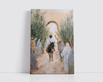 Jesus Entry to Jerusalem Canvas Print: Zechariah Prophesy, Christian Wall Art