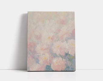 Pink Carnations Canvas Print: Abstract Floral, Monet Style Wall Art