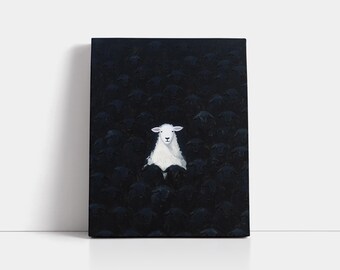 White Sheep Christian Canvas Print, Romans 12:2 Bible Verse Art