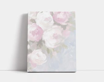 Abstract Peony Watercolor Print: Lilac & White Floral Art