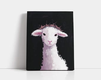 Lamb of God Oil Painting: Christian Easter Canvas Art