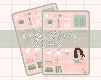 Digital Reading Stickers, Reading Stickers, Pre-cropped Stickers, Goodnotes Stickers, Digital Stickers PNG
