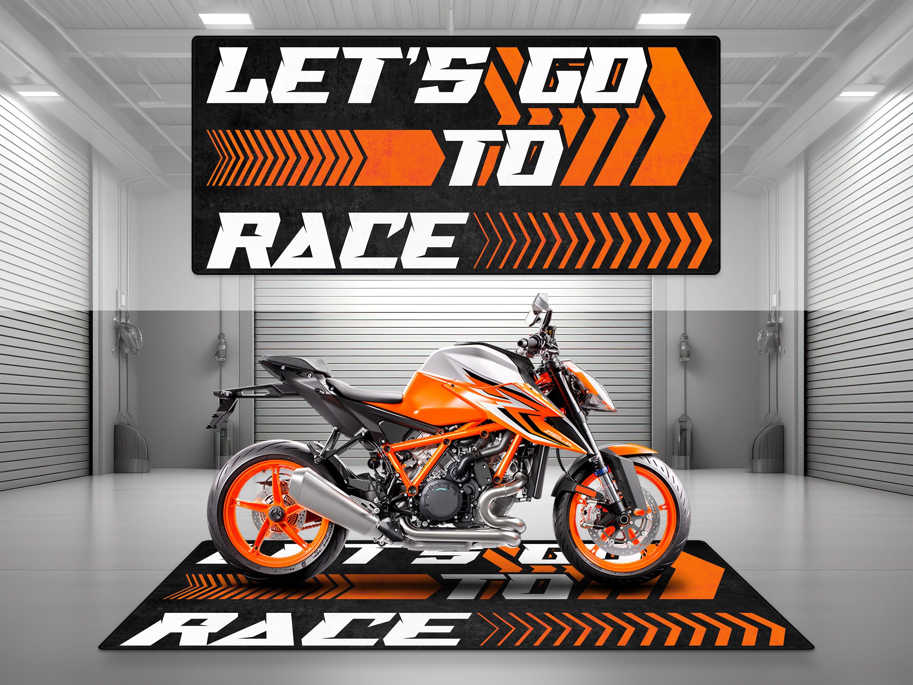 ガレージマットデザイン レッツゴートゥレース バイクマット