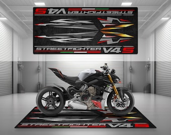 Alfombrilla de garaje Streetfighter V4 S, diseño para motocicleta, pantalla personalizada, suelo de exposición, alfombrilla antideslizante y lavable