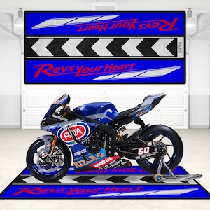 Custom Design and Personalized Revs Your Heart Motorcycle Floor Mat for Super Sport Bikes - Perfect Gift for Motorbike Enthusiasts and Fans