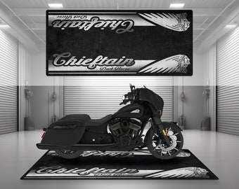 Garage Mat Design for Chieftain Dark Horse Motorcycle Mat Personalized Display Showroom Floor Pit Mat Non-Slip and Washable