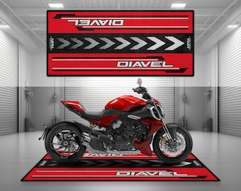 Garagemat Diavel Design voor motorfietsmat Gepersonaliseerde display Showroomvloer Pitmat Antislip en wasbaar