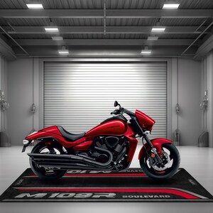 Garage Mat Design for Boulevard M109R Motorcycle Mat Personalized Display Showroom Floor Pit Mat Non-Slip and Washable image 3