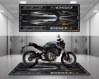 Garage Mat Design for CB 650R Motorcycle Mat Personalized Display Showroom Floor Pit Mat Non-Slip and Washable