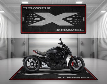 Garagemat X Diavel Design voor motorfietsmat Gepersonaliseerde display Showroomvloerpitmat Antislip en wasbaar
