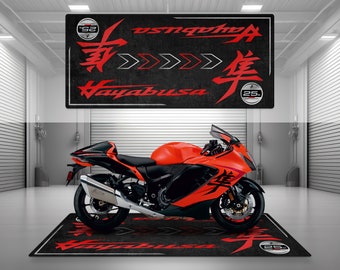 Garage Mat Design for Hayabusa 25th Anniversary Edition Motorcycle Mat Personalized Display Showroom Floor Pit Mat Non-Slip and Washable