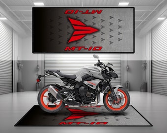 Garage Mat Design for MT-10 Ice Fluo Motorcycle Mat Personalized Display Showroom Floor Pit Mat Non-Slip and Washable