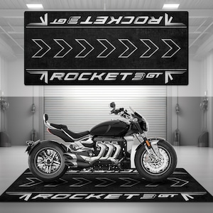 Garage Mat Design for Rocket 3 GT Motorcycle Mat Personalized Display Showroom Floor Pit Mat Non-Slip and Washable
