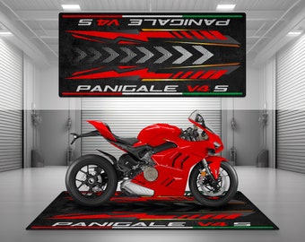 Garage Mat Panigale V4 S Design for Motorcycle Mat Personalized Display Showroom Floor Pit Mat Non-Slip and Washable