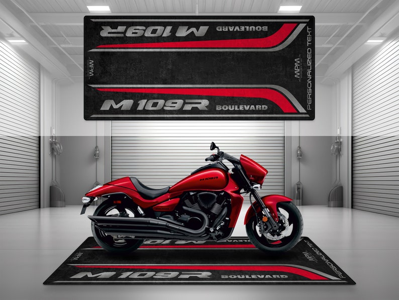 Garage Mat Design for Boulevard M109R Motorcycle Mat Personalized Display Showroom Floor Pit Mat Non-Slip and Washable image 2