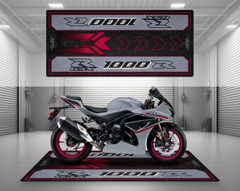 Garage Mat Design for GSX R1000R 2024 Motorcycle Mat Personalized Display Showroom Floor Pit Mat Non-Slip and Washable