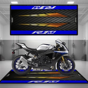 Garage Mat Design for R1M Motorcycle Mat Personalized Display Showroom Floor Pit Mat Non-Slip and Washable