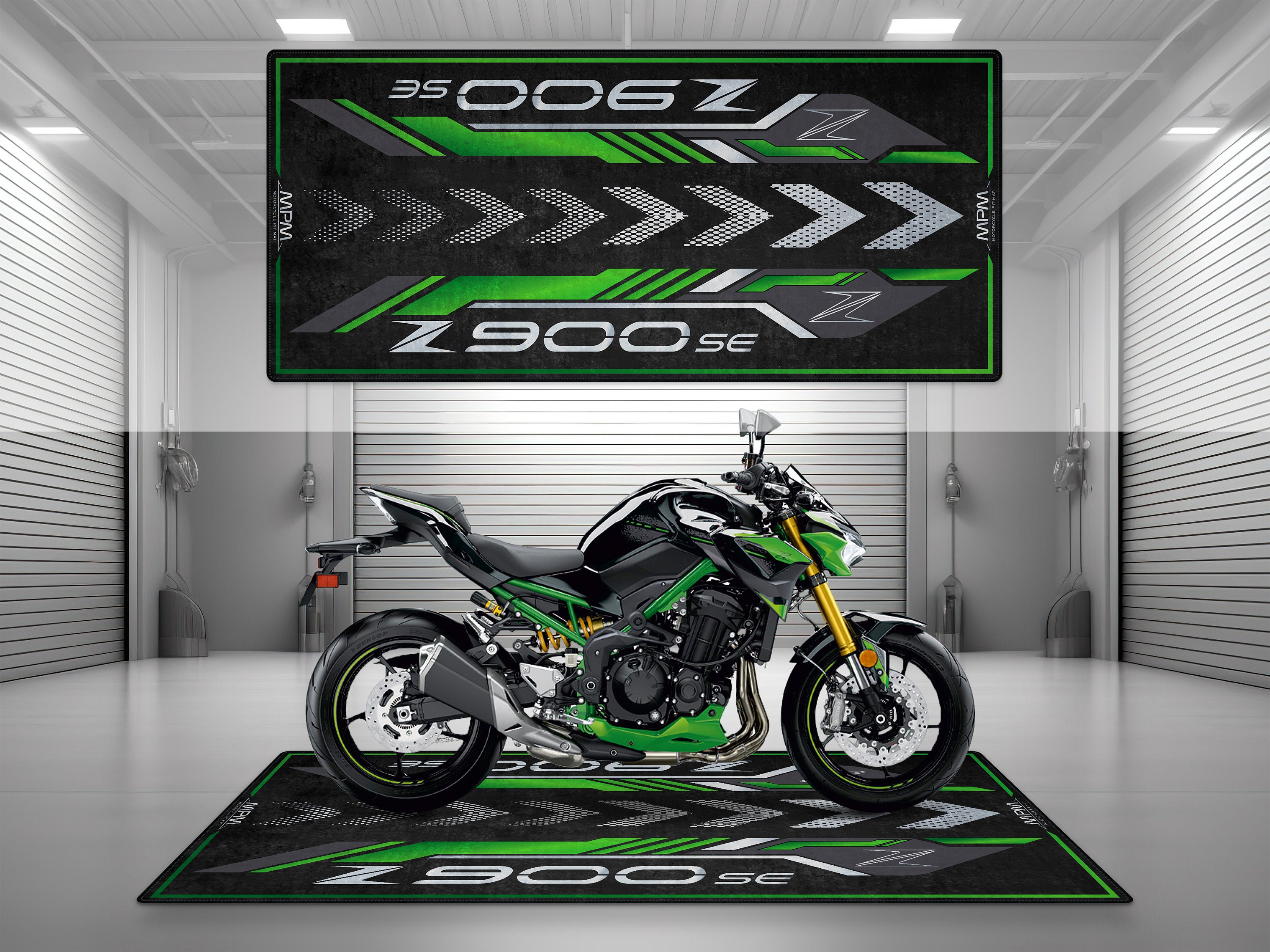 Z900 SE用ガレージマットデザイン オートバイマット