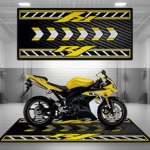 Garage Mat Design for R1 50th Anniversary Edition Motorcycle Mat Personalized Display Showroom Floor Pit Mat Non-Slip and Washable