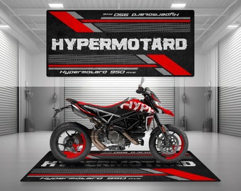 Garage Mat Hypermotarad 950 RVE Design for Motorcycle Mat Personalized Display Showroom Floor Pit Mat Non-Slip and Washable