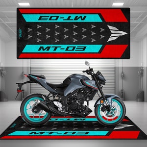Garage Mat Design for MT-03 Motorcycle Mat Personalized Display Showroom Floor Pit Mat Non-Slip and Washable