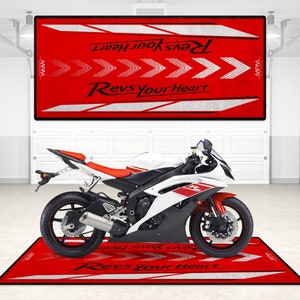 Custom Design and Personalized Revs Your Heart Motorcycle Floor Mat for Super Sport Bikes - Perfect Gift for Motorbike Enthusiasts and Fans