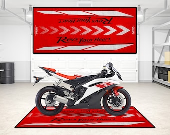 Diseño personalizado y personalizado Revs Your Heart Alfombrilla para motocicleta para Super Sport Bikes - Regalo perfecto para entusiastas y fanáticos de las motocicletas