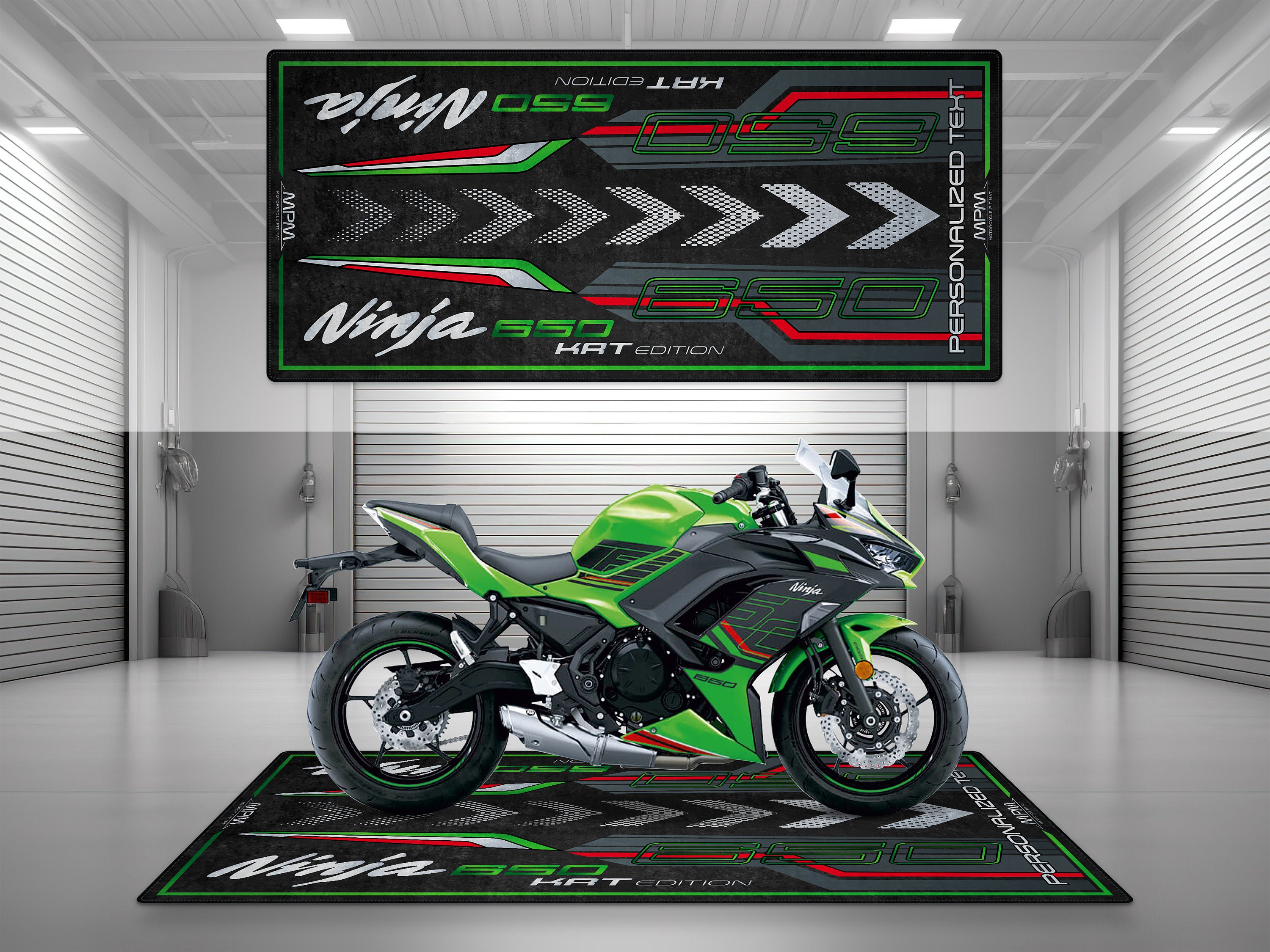 ガレージマット Ninja 650 KRT エディションデザイン オートバイ用