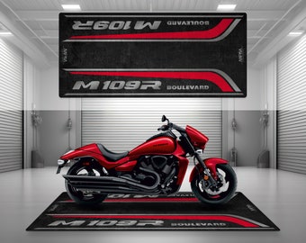 Garage Mat Design for Boulevard M109R Motorcycle Mat Personalized Display Showroom Floor Pit Mat Non-Slip and Washable