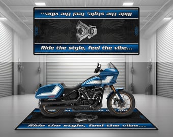 Garage Mat Design for Ride The Style, Feel The Vibe Motorcycle Mat Personalized Display Showroom Floor Pit Mat Non-Slip and Washable