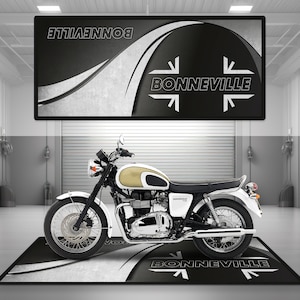 Garage Mat Design for Bonneville Motorcycle Mat Personalized Display Showroom Floor Pit Mat Non-Slip and Washable