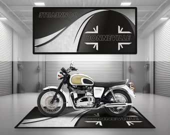 Garage Mat Design for Bonneville Motorcycle Mat Personalized Display Showroom Floor Pit Mat Non-Slip and Washable