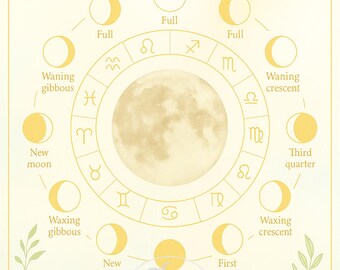 Lunar Chart Poster with Gold and Sage
