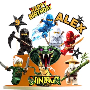 Printable Ninja Warrior Cake Toppers Set | Battle Against the Giant Serpent | Bamboo & Brick Style Letters | Action Birthday Decor for Boys